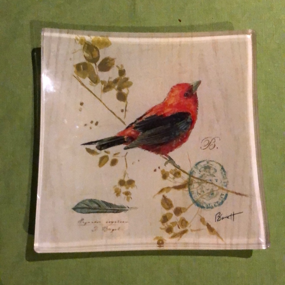 Glass bird plate